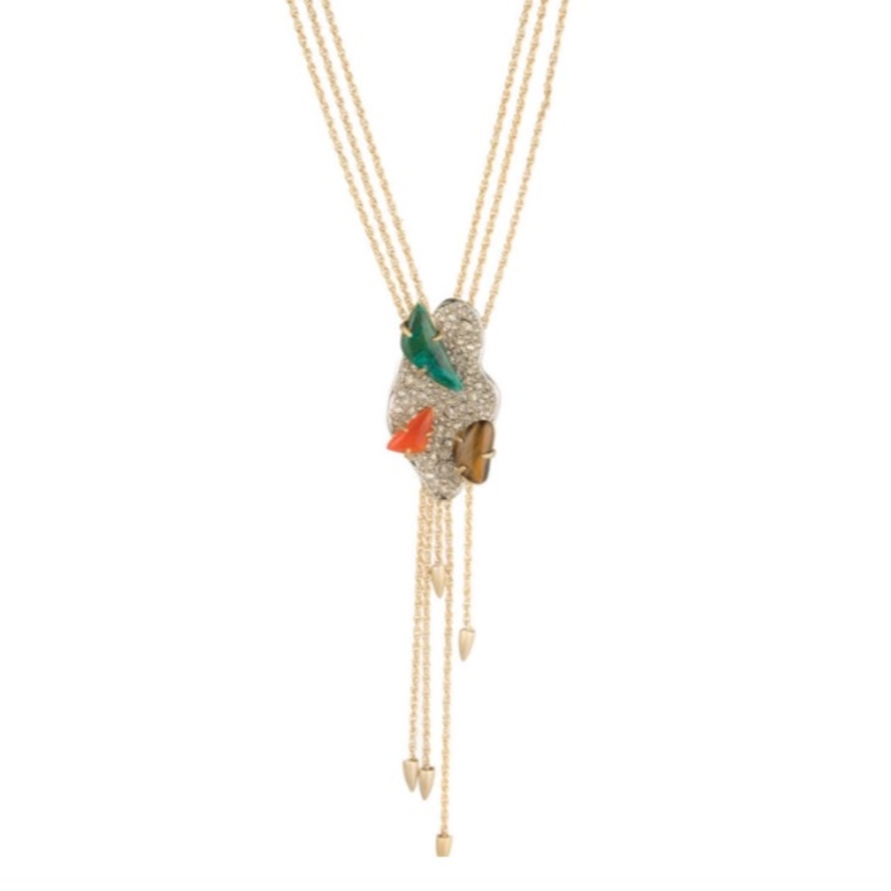 Alexis Bittar Roxbury Cluster Y Necklace Gold Tone